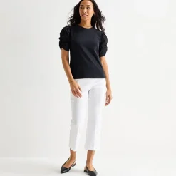 Liz Claiborne Womens Round Neck Short Sleeve Blouse