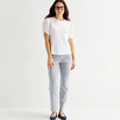 Liz Claiborne Womens Round Neck Short Sleeve Blouse