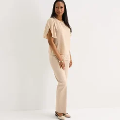 Liz Claiborne Womens Round Neck Short Sleeve Blouse