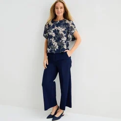 Liz Claiborne Womens Round Neck Short Sleeve Blouse