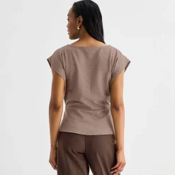 Liz Claiborne Womens Round Neck Short Sleeve Peplum Top