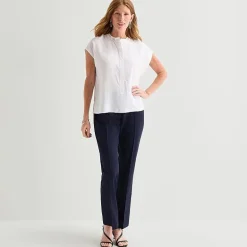 Liz Claiborne Womens Round Neck Short Sleeve Blouse