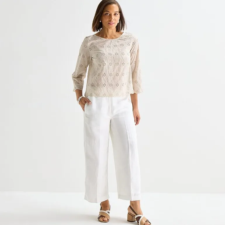 Liz Claiborne Womens Round Neck 3/4 Sleeve Blouse
