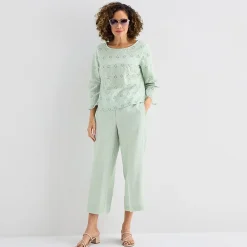 Liz Claiborne Womens Round Neck 3/4 Sleeve Blouse