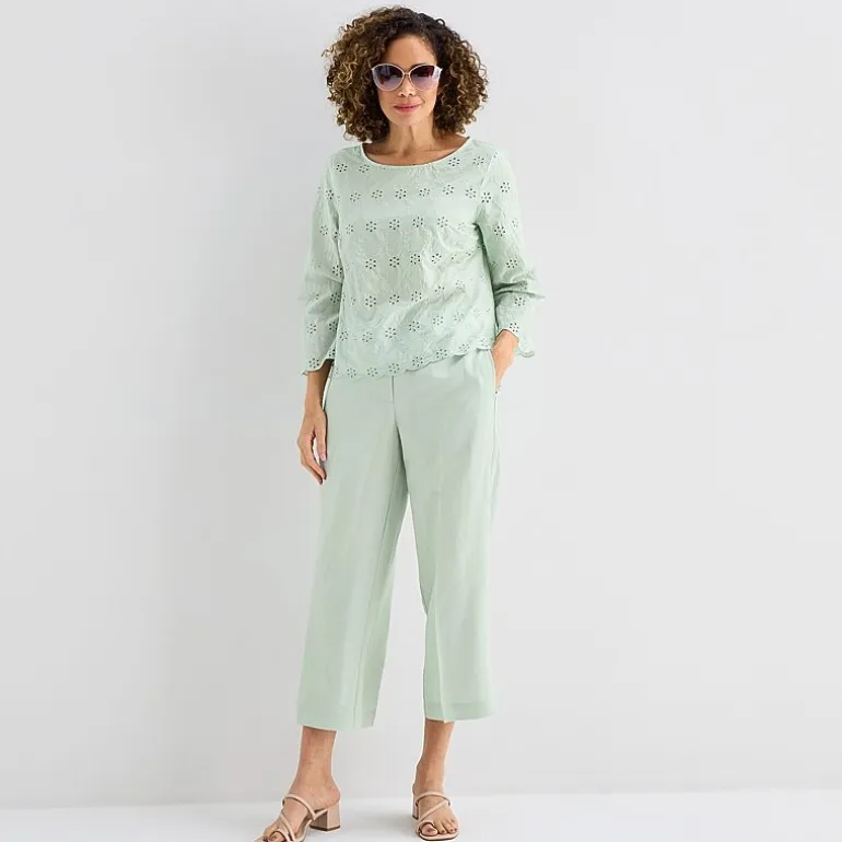 Liz Claiborne Womens Round Neck 3/4 Sleeve Blouse
