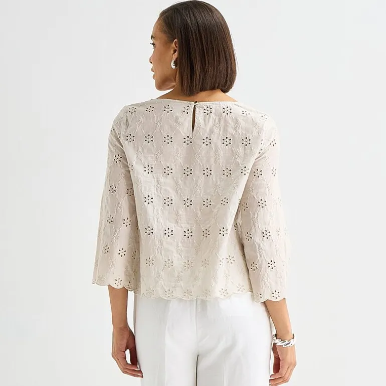 Liz Claiborne Womens Round Neck 3/4 Sleeve Blouse