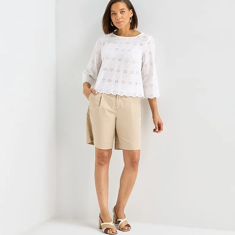 Liz Claiborne Womens Round Neck 3/4 Sleeve Blouse
