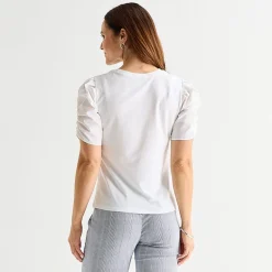 Liz Claiborne Womens Round Neck Short Sleeve Blouse