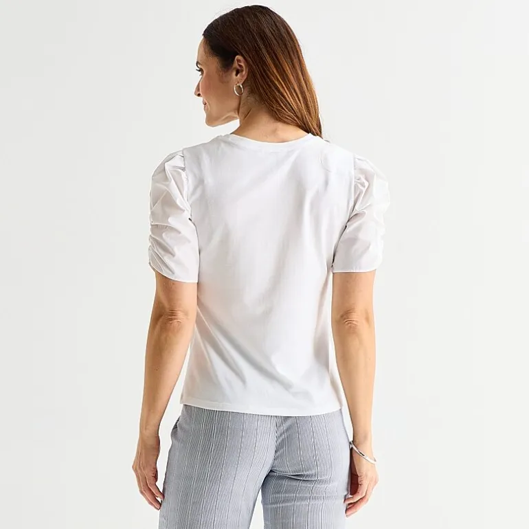 Liz Claiborne Womens Round Neck Short Sleeve Blouse
