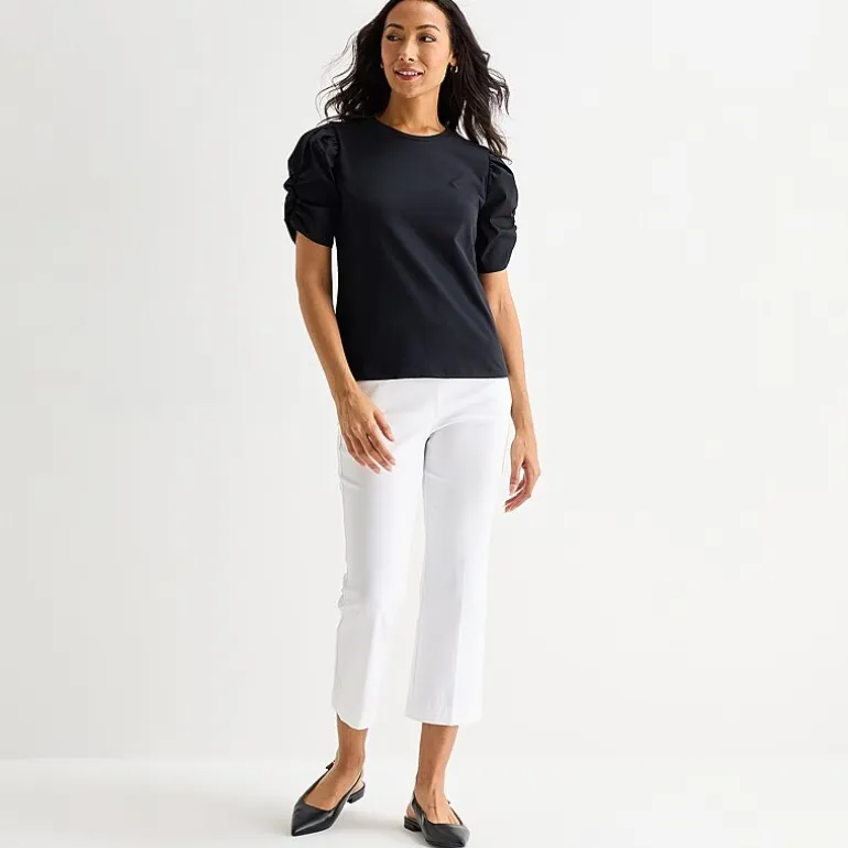 Liz Claiborne Womens Round Neck Short Sleeve Blouse