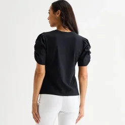 Liz Claiborne Womens Round Neck Short Sleeve Blouse