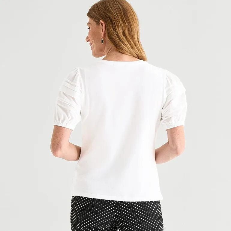 Liz Claiborne Womens Round Neck Short Sleeve Blouse