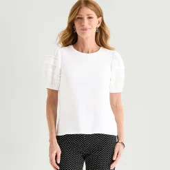 Liz Claiborne Womens Round Neck Short Sleeve Blouse