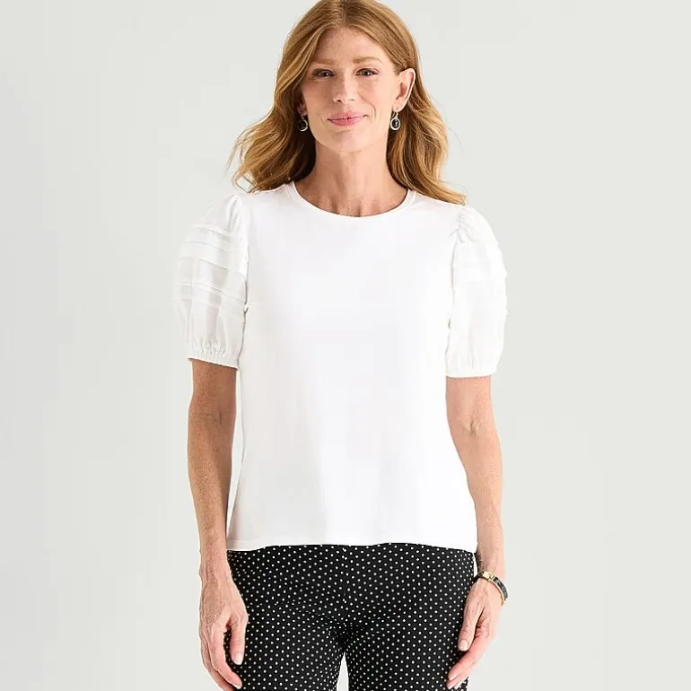 Liz Claiborne Womens Round Neck Short Sleeve Blouse