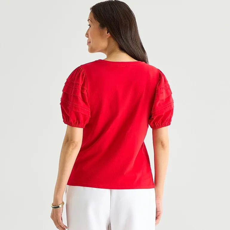 Liz Claiborne Womens Round Neck Short Sleeve Blouse
