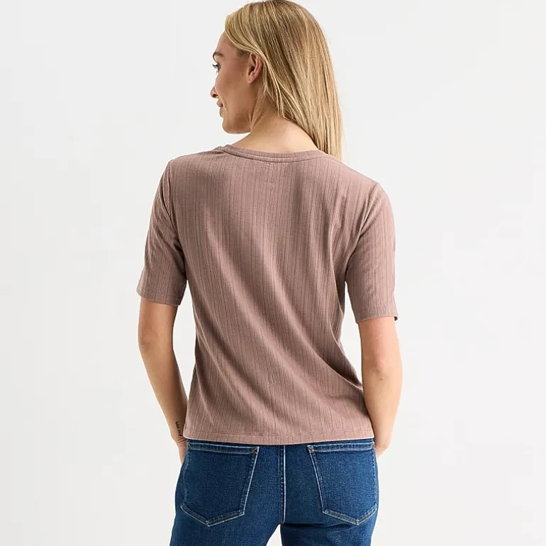 Liz Claiborne Womens Short Sleeve Regular Fit Henley Shirt