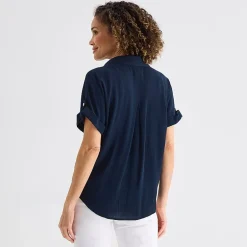 Liz Claiborne Womens Short Sleeve Blouse