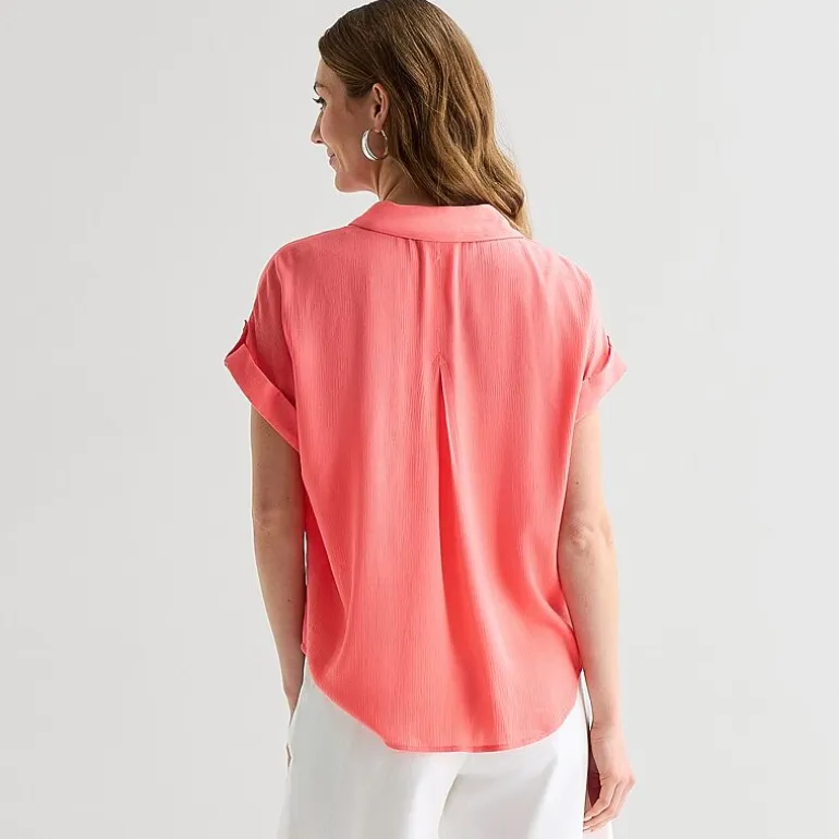 Liz Claiborne Womens Short Sleeve Blouse