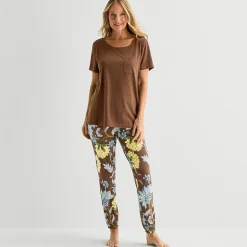 Liz Claiborne Womens Short Sleeve 2-pc. Pajama Set