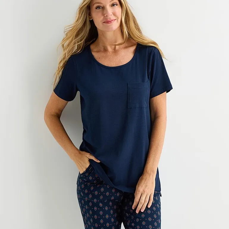 Liz Claiborne Womens Short Sleeve 2-pc. Pajama Set