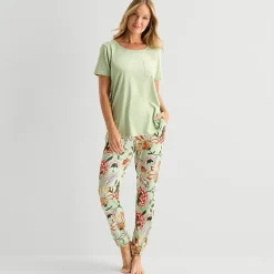 Liz Claiborne Womens Short Sleeve 2-pc. Pajama Set