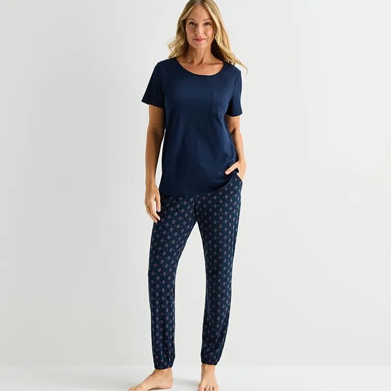 Liz Claiborne Womens Short Sleeve 2-pc. Pajama Set