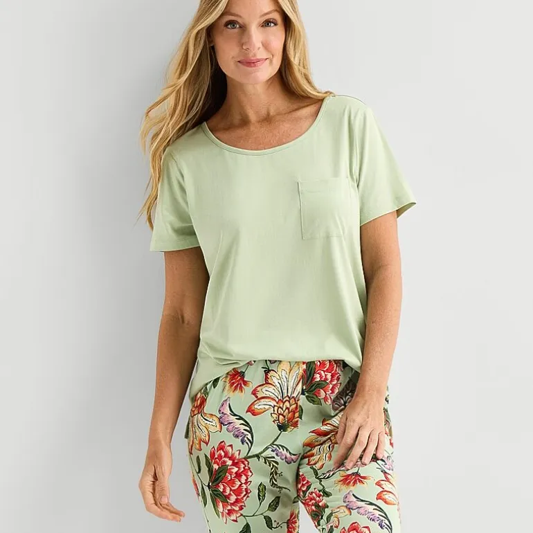 Liz Claiborne Womens Short Sleeve 2-pc. Pajama Set