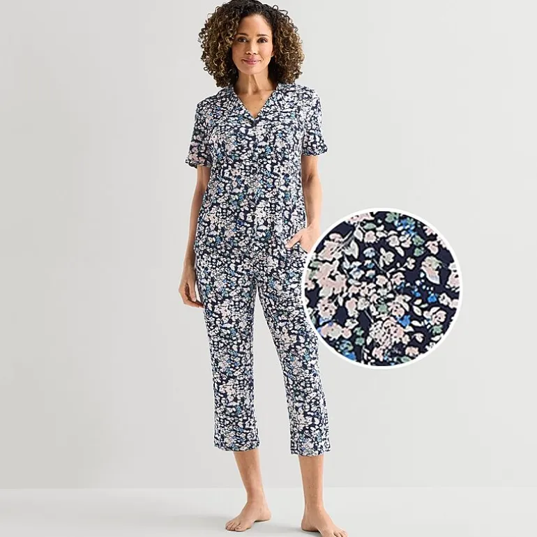 Liz Claiborne Womens Short Sleeve 2-pc. Pajama Set