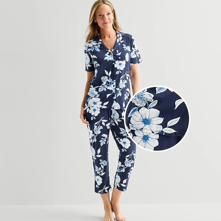 Liz Claiborne Womens Short Sleeve 2-pc. Pajama Set