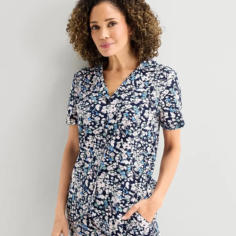 Liz Claiborne Womens Short Sleeve 2-pc. Pajama Set