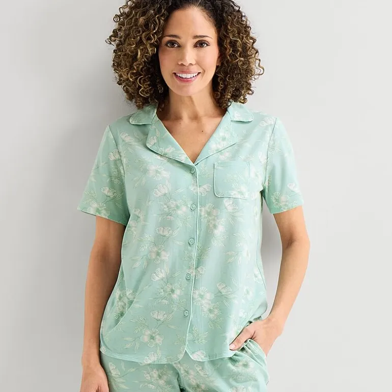Liz Claiborne Womens Short Sleeve 2-pc. Pajama Set