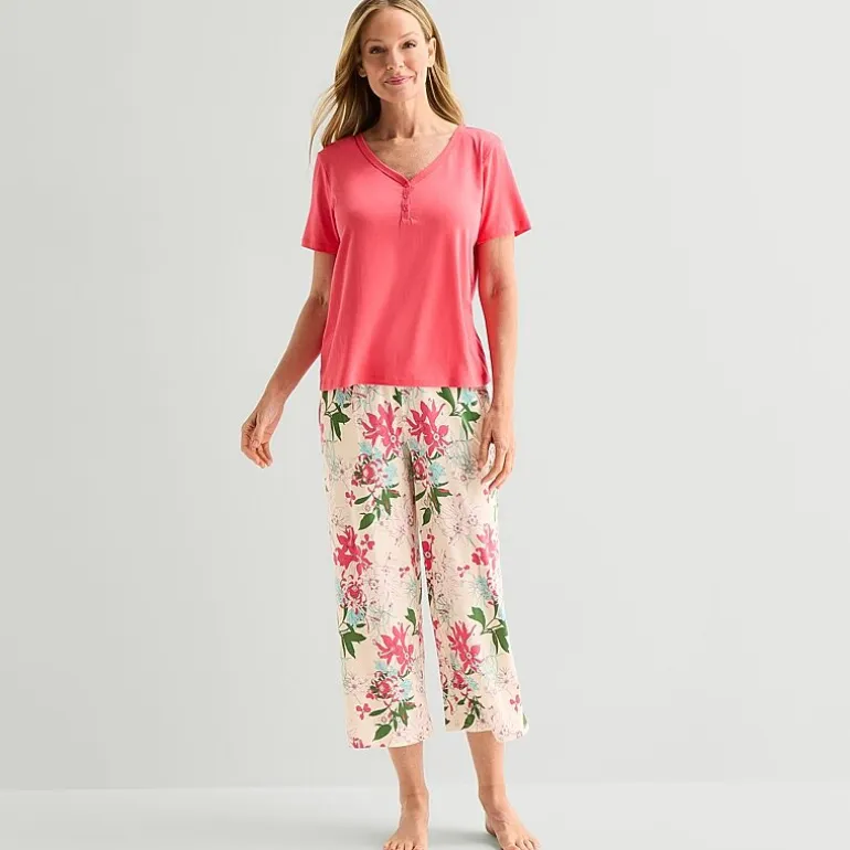Liz Claiborne Womens Short Sleeve 2-pc. Pajama Set