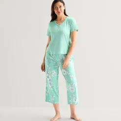 Liz Claiborne Womens Short Sleeve 2-pc. Pajama Set