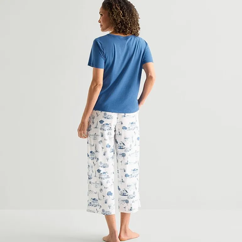 Liz Claiborne Womens Short Sleeve 2-pc. Pajama Set