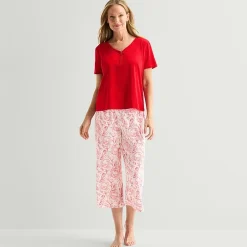 Liz Claiborne Womens Short Sleeve 2-pc. Pajama Set