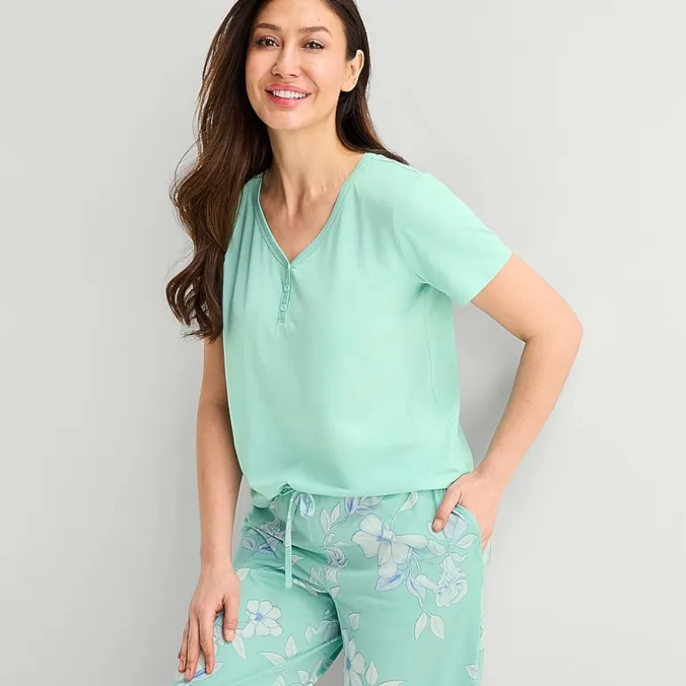 Liz Claiborne Womens Short Sleeve 2-pc. Pajama Set