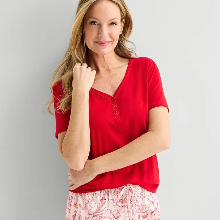 Liz Claiborne Womens Short Sleeve 2-pc. Pajama Set