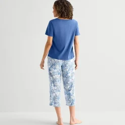 Liz Claiborne Womens Short Sleeve 2-pc. Pajama Set