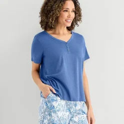 Liz Claiborne Womens Short Sleeve 2-pc. Pajama Set