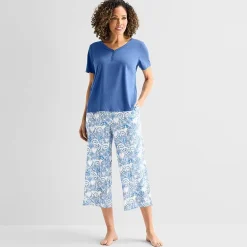 Liz Claiborne Womens Short Sleeve 2-pc. Pajama Set