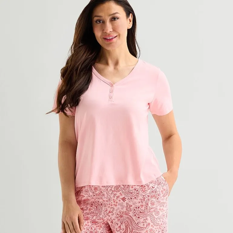 Liz Claiborne Womens Short Sleeve 2-pc. Pajama Set