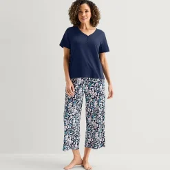 Liz Claiborne Womens Short Sleeve 2-pc. Pajama Set