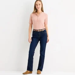 Liz Claiborne Womens Short Sleeve Regular Fit Henley Shirt