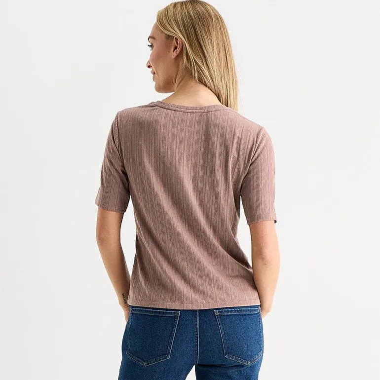 Liz Claiborne Womens Short Sleeve Regular Fit Henley Shirt