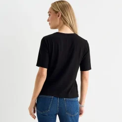 Liz Claiborne Womens Short Sleeve Regular Fit Henley Shirt