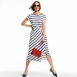 Liz Claiborne Womens Short Sleeve Midi T-Shirt Dress