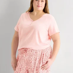 Liz Claiborne Womens Short Sleeve Plus Pajama Set