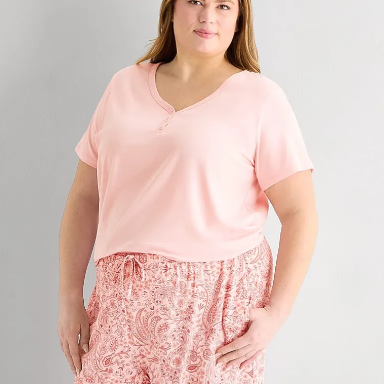 Liz Claiborne Womens Short Sleeve Plus Pajama Set
