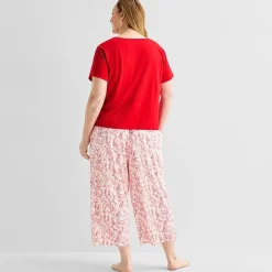 Liz Claiborne Womens Short Sleeve Plus Pajama Set