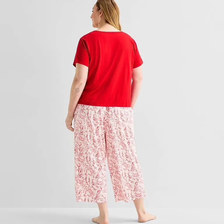 Liz Claiborne Womens Short Sleeve Plus Pajama Set